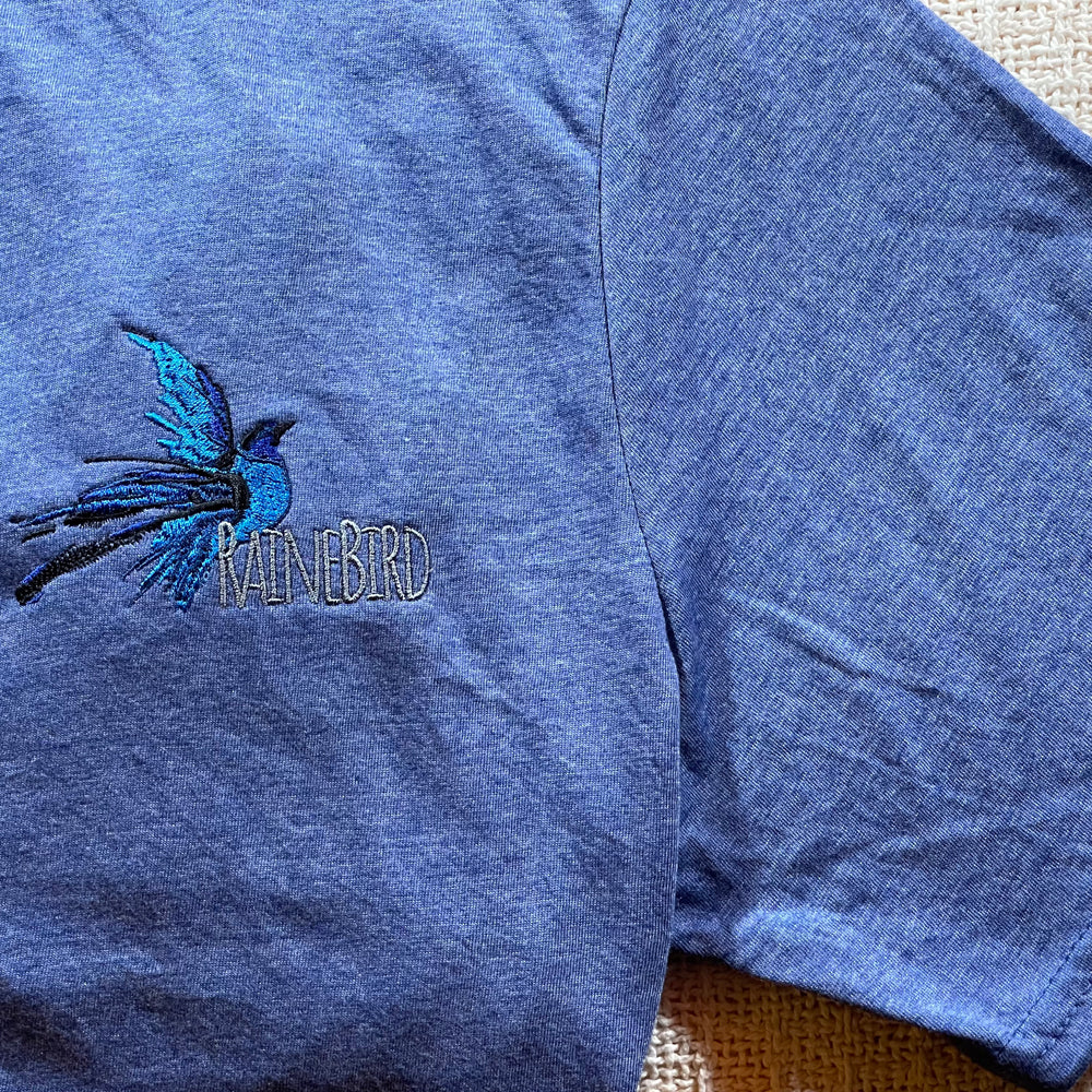 100% Combed Ring Spun Cotton Tee Shirt. Color Heather Blue